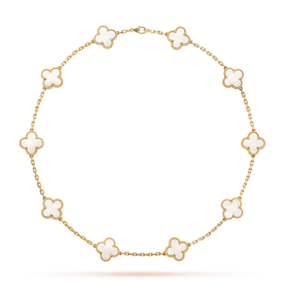 [LUXE NOBLE]CLOVER 10 MOTIFS WHITE MOTHER OF PEARL NECKLACE