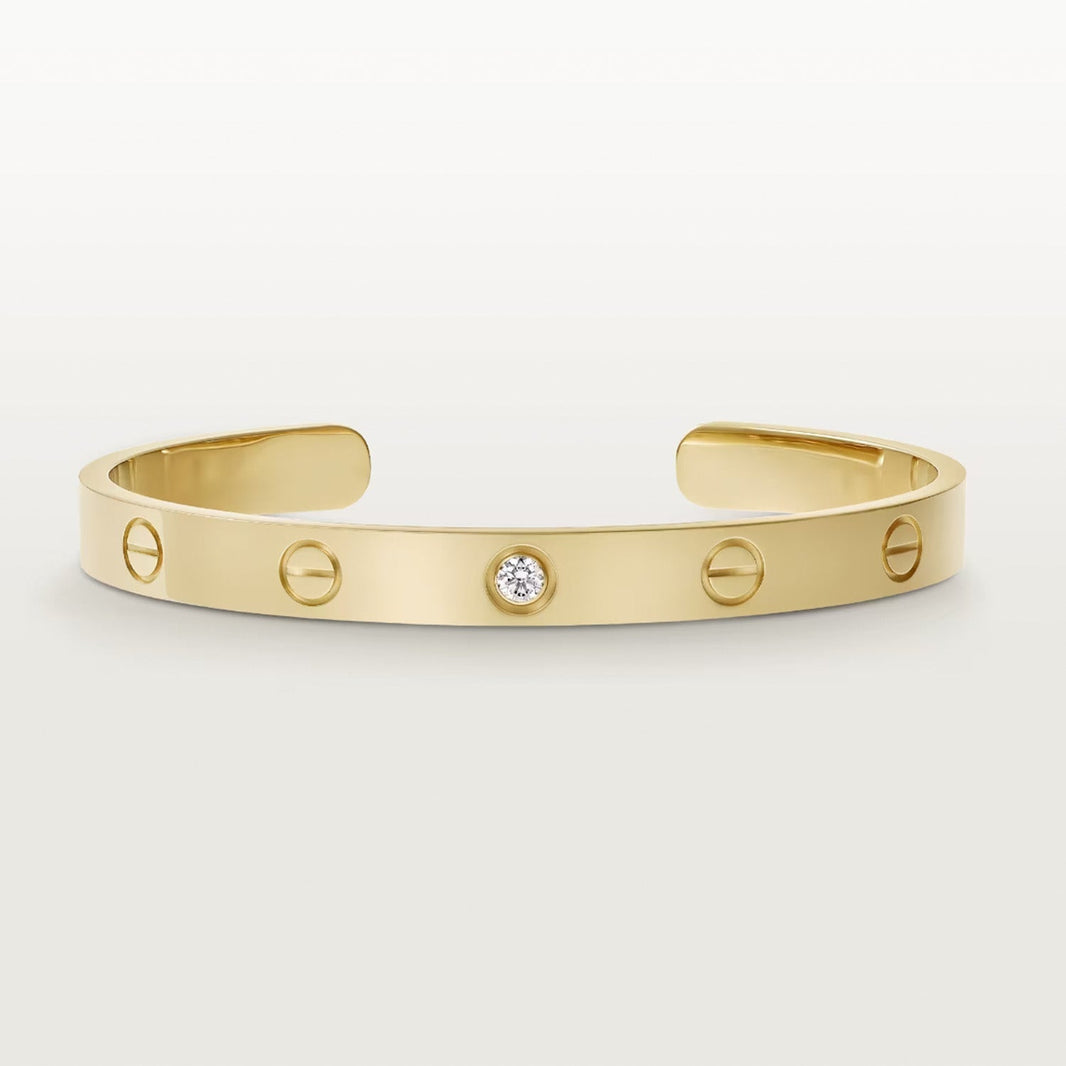 [LUXE NOBLE]LOVE BRACELET 6.1MM 1 DIAMOND OPEN CUFF