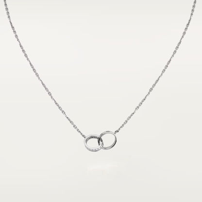 [Luxe Jewelry]LOVE DOUBLE RING HALF DIAMOND NECKLACE