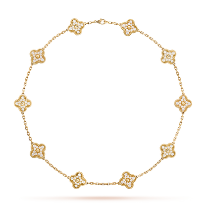 [LUXE NOBLE]CLOVER 10 MOTIFS DIAMOND NECKLACE