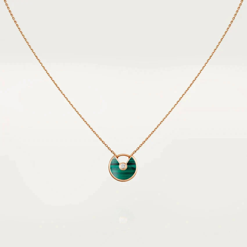 [LUXE NOBLE]AMULETTE ROSE GOLD MALACHITE NECKLACE