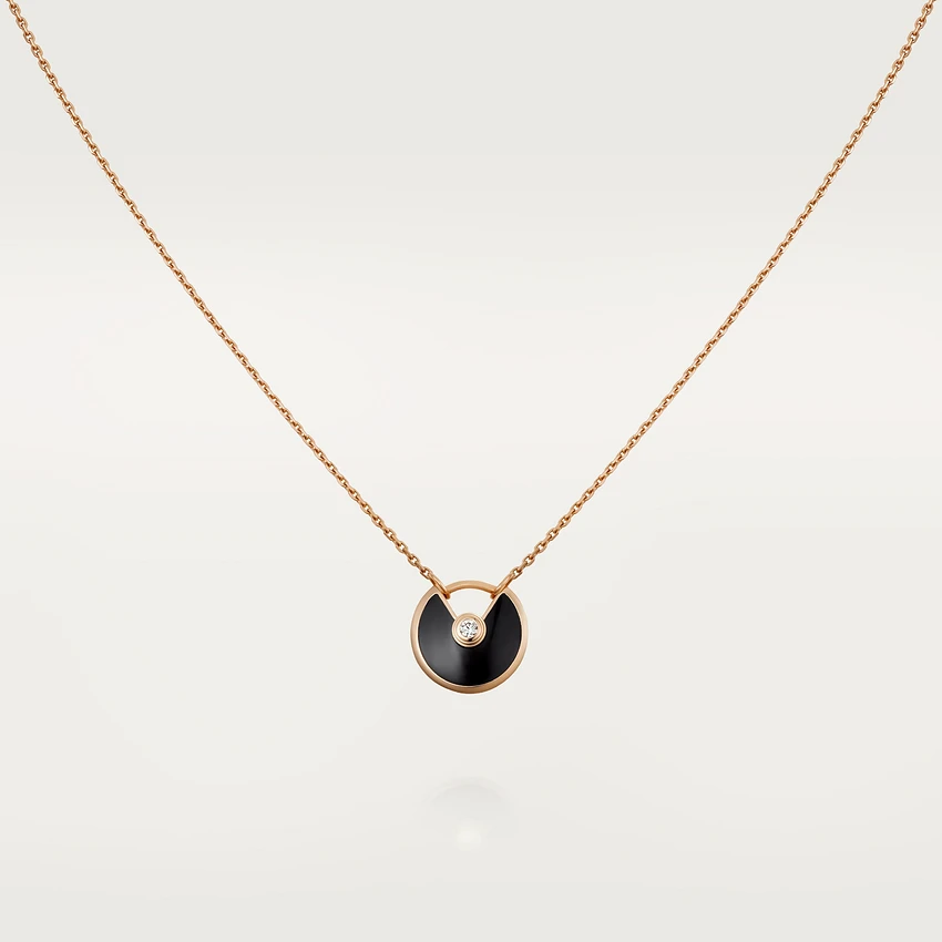 [LUXE NOBLE]AMULETTE ROSE GOLD ONYX NECKLACE