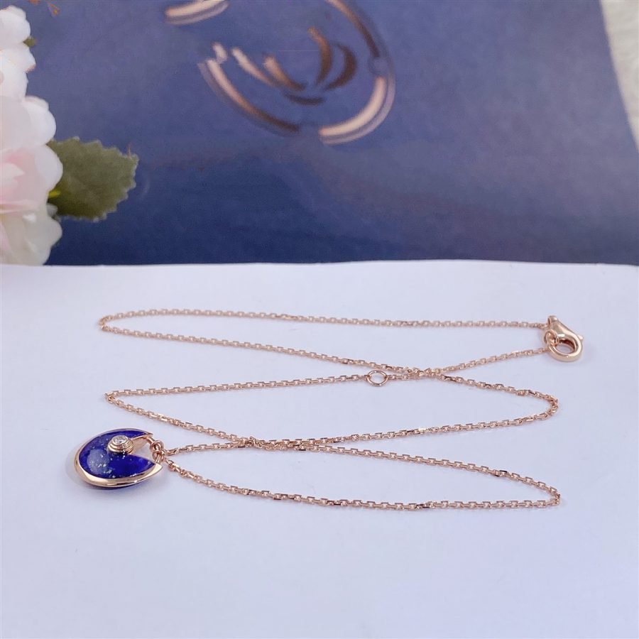 [LUXE NOBLE]AMULETTE ROSE GOLD AGATE NECKLACE