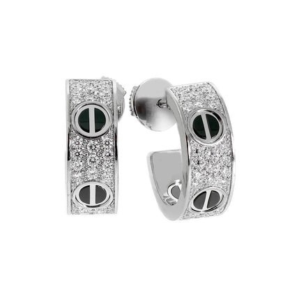 [Luxe Jewelry]LOVE CERAMIC DIAMOND PAVED SILVER EARRINGS