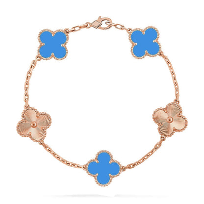 [LUXE NOBLE] CLOVER 5 MOTIF BLUE AGATE BRACELET COLLECTION