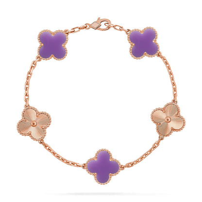 [LUXE NOBLE]CLOVER 5 MOTIF LIGHT PURPLE BRACELET COLLECTION