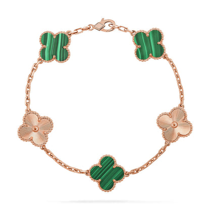 [LUXE NOBLE] CLOVER 5 MOTIF MALACHITE BRACELET COLLECTION
