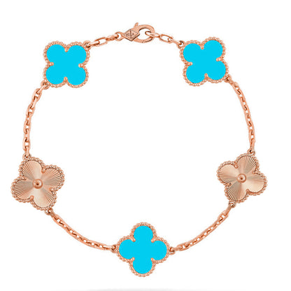 [LUXE NOBLE] CLOVER 5 MOTIF TURQUOISE BRACELET COLLECTION