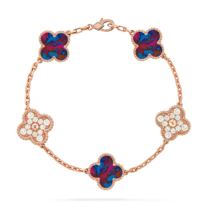 [LUXE NOBLE]CLOVER 5 MOTIF COLOR GEMSTONES BRACELET COLLECTION
