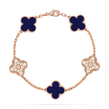 [LUXE NOBLE]CLOVER 5 MOTIF LAPIS LAZULI BRACELET COLLECTION