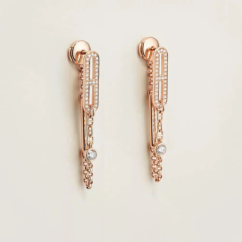 [LUXE NOBLE]CHAINE CHAOS DIAMOND DROP EARRINGS