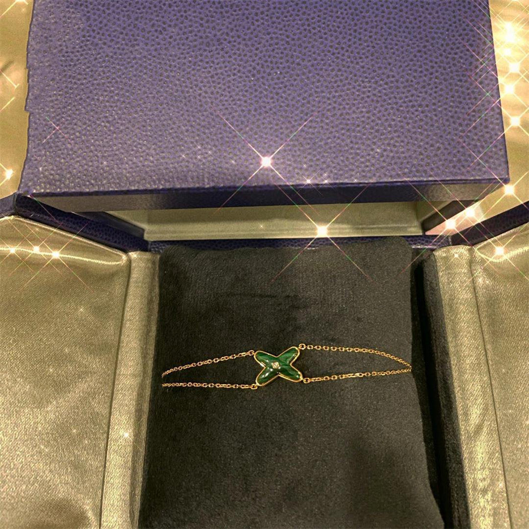 [LUXE NOBLE]JEUX BRACELET MALACHITE PINK GOLD 1 DIAMOND
