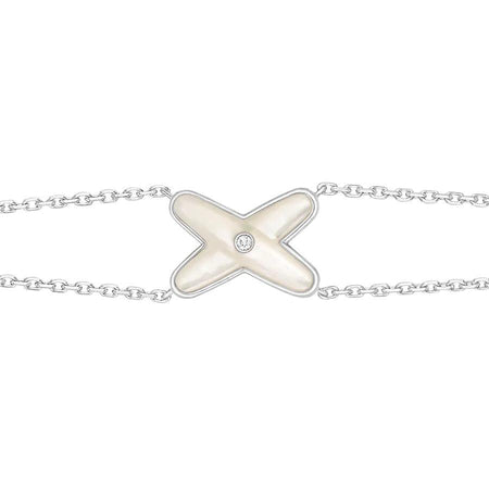 [LUXE NOBLE]JEUX BRACELET WHITE MOP SILVER 1 DIAMOND