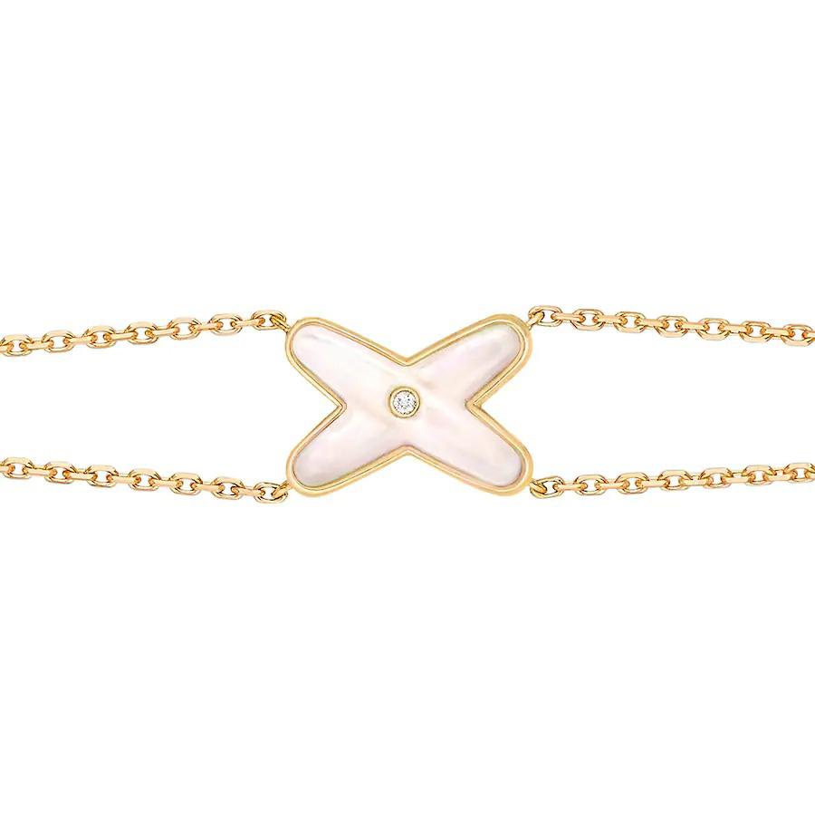 [LUXE NOBLE]JEUX BRACELET WHITE MOP GOLD 1 DIAMOND