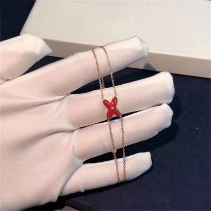 [LUXE NOBLE]JEUX BRACELET CARNELIAN PINK GOLD 1 DIAMOND