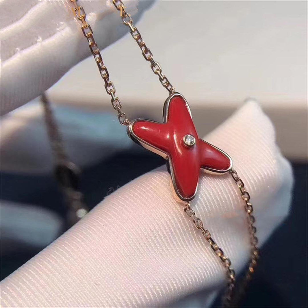 [LUXE NOBLE]JEUX BRACELET CARNELIAN PINK GOLD 1 DIAMOND