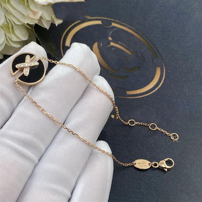 [LUXE NOBLE]JEUX DE BRACELET オニキス ピンクゴールド ダイヤモンド