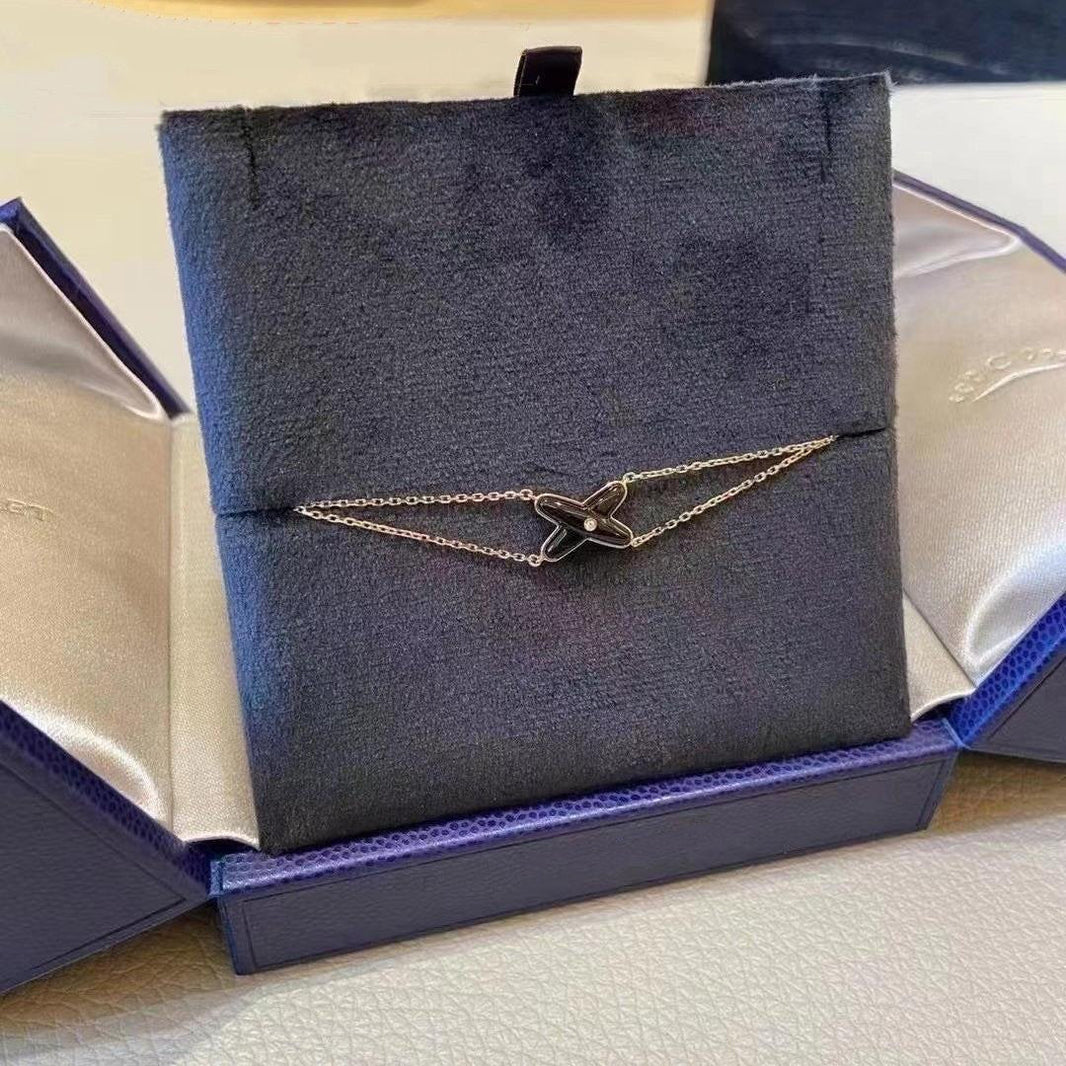 [LUXE NOBLE]JEUX BRACELET ONYX PINK GOLD 1 DIAMOND