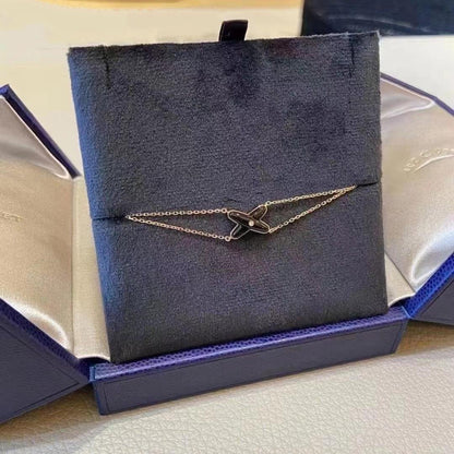 [LUXE NOBLE]JEUX ブレスレット オニキス ピンクゴールド ダイヤモンド1個