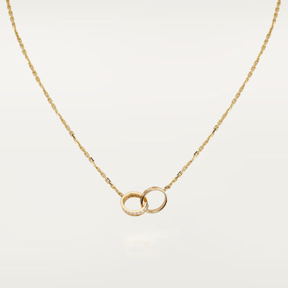 [Luxe Jewelry]LOVE DOUBLE RING HALF DIAMOND NECKLACE