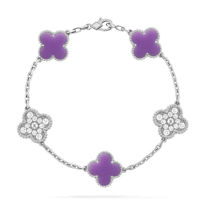 [LUXE NOBLE]CLOVER 5 MOTIF LIGHT PURPLE BRACELET COLLECTION