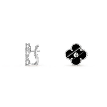 [LUXE NOBLE]CLOVER SILVER 15MM MOP DIAMOND EARRINGS COLLECTION