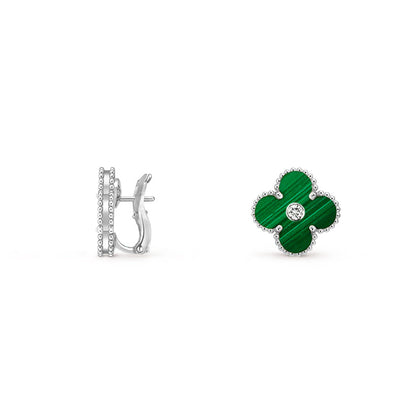 [LUXE NOBLE]CLOVER SILVER 15MM MOP DIAMOND EARRINGS COLLECTION