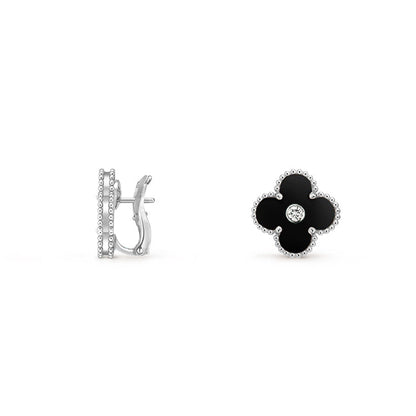 [LUXE NOBLE]CLOVER SILVER 15MM MOP DIAMOND EARRINGS COLLECTION