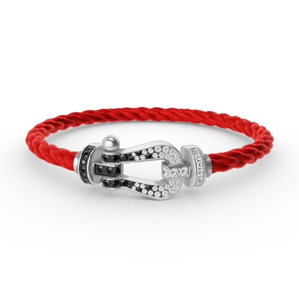 [LUXE NOBLE]FORCE LARGE HORSESHOE BLACK WHITE DIAMOND BRACELET SILVER