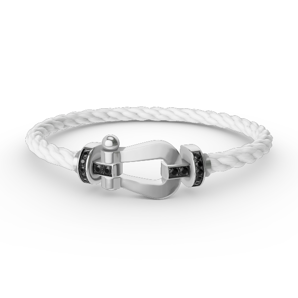 [LUXE NOBLE]FORCE LARGE HORSESHOE BLACK DIAMOND BRACELET SILVER
