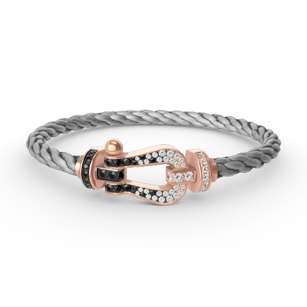 [LUXE NOBLE]FORCE LARGE HORSESHOE BLACK WHITE DIAMOND BRACELET ROSE GOLD