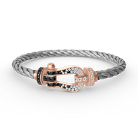 [LUXE NOBLE] FORCE Großes Hufeisen Schwarz Weiß Diamantarmband Roségold