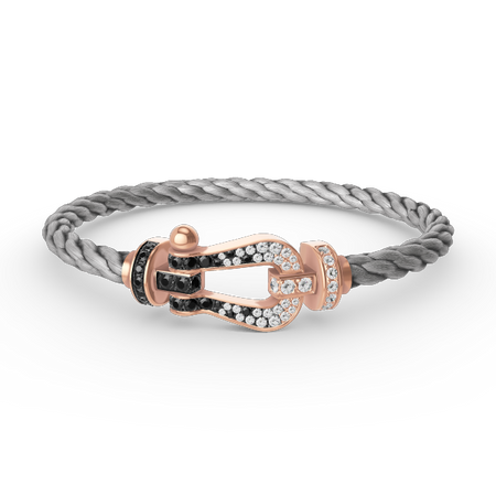 [LUXE NOBLE] FORCE Großes Hufeisen Schwarz Weiß Diamantarmband Roségold