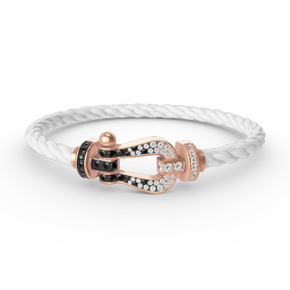 [LUXE NOBLE] FORCE Großes Hufeisen Schwarz Weiß Diamantarmband Roségold