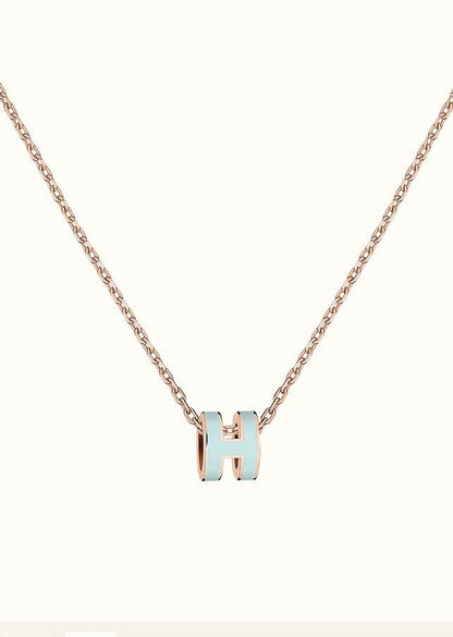[LUXE NOBLE]POP H LIGHT BLUE NECKLACE