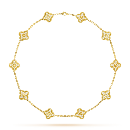 [LUXE NOBLE]CLOVER 10 MOTIFS DIAMOND NECKLACE
