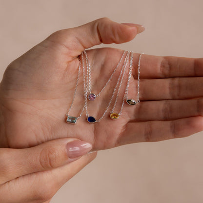 Custom Cut Birthstone Necklace