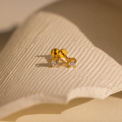 Set mit Diamant-Ohrsteckern (flache Rückseite)