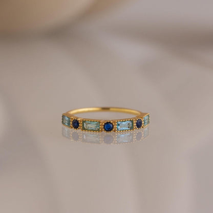 Ring mit gemischten Geburtssteinen im Art-Deco-Stil