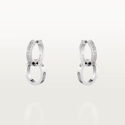 [Luxe Jewelry]LOVE 3.3MM DANGLE HALF DIAMOND EARRINGS
