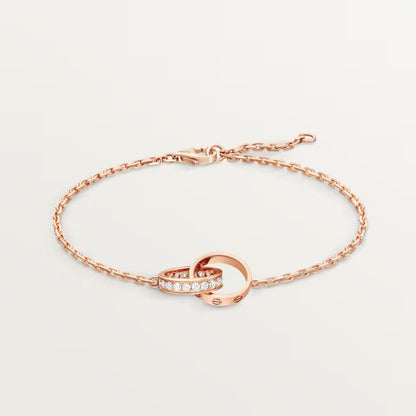 [Luxe Jewelry]LOVE DOUBLE RING HALF DIAMOND BRACELET