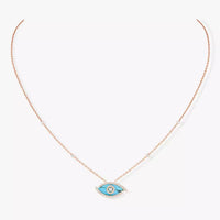[LUXE]Lucky Eye Diamond Necklace in Rose Gold and Turquoise