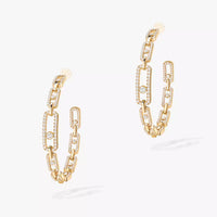 [[LUXE]Move Link Diamond Hoop Earrings