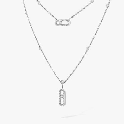 [LUXE]2 Rows Rose Gold Diamond Pave_ Necklace Move Uno