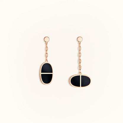 [LUXE NOBLE]CHAINE VERSO BLACK CERAMIC EARRINGS