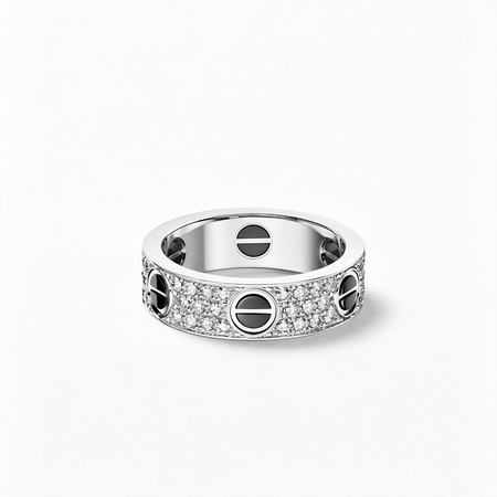 [Luxe Jewelry]LOVE RING 5.5MM DIAMONDS PAVED CERAMIC