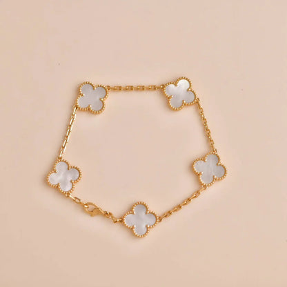 [LUXE NOBLE]CLOVER WHITE PEARL MOP 5 MOTIF BRACELET COLLECTION