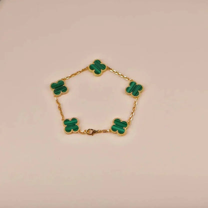 [LUXE NOBLE] CLOVER 5 MOTIF MALACHITE BRACELET COLLECTION