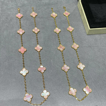[LUXE NOBLE]CLOVER 10 MOTIFS PINK MOP NECKLACE