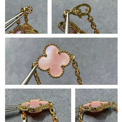 [LUXE NOBLE]CLOVER 10 MOTIFS PINK MOP NECKLACE